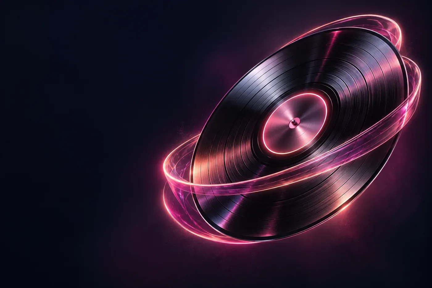 Neon artwork of flowing sound for a focus session